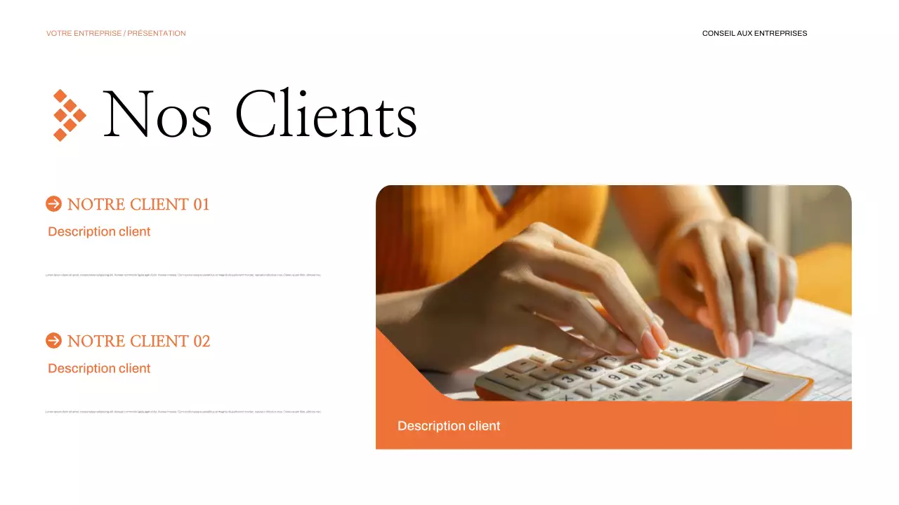 présentation d'entreprise moderne orange