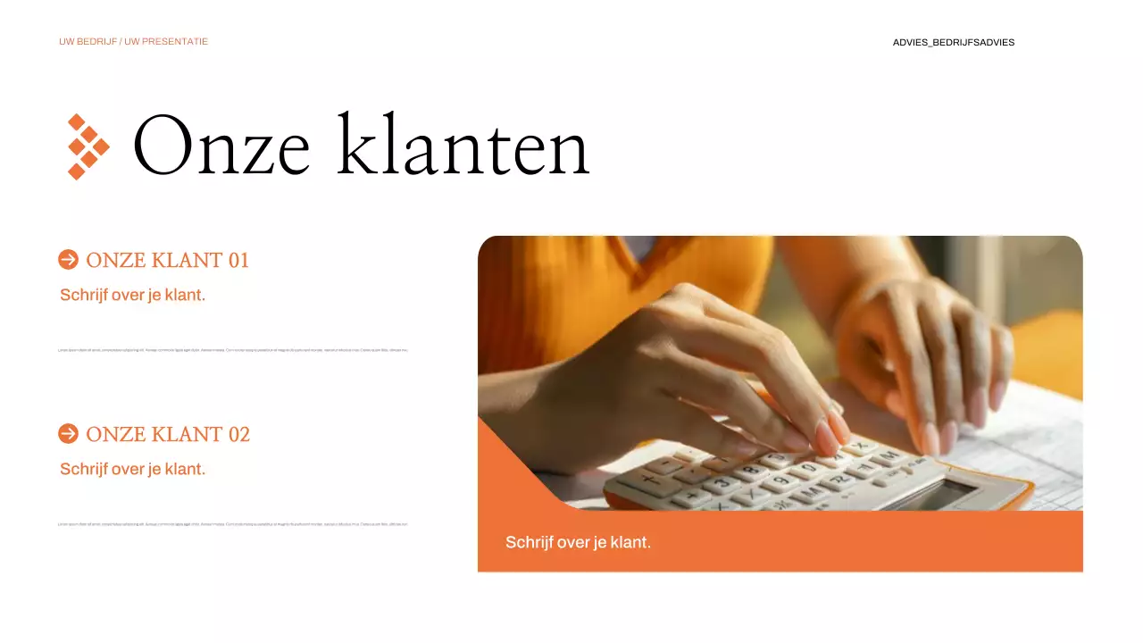 oranje moderne zakelijke presentatie