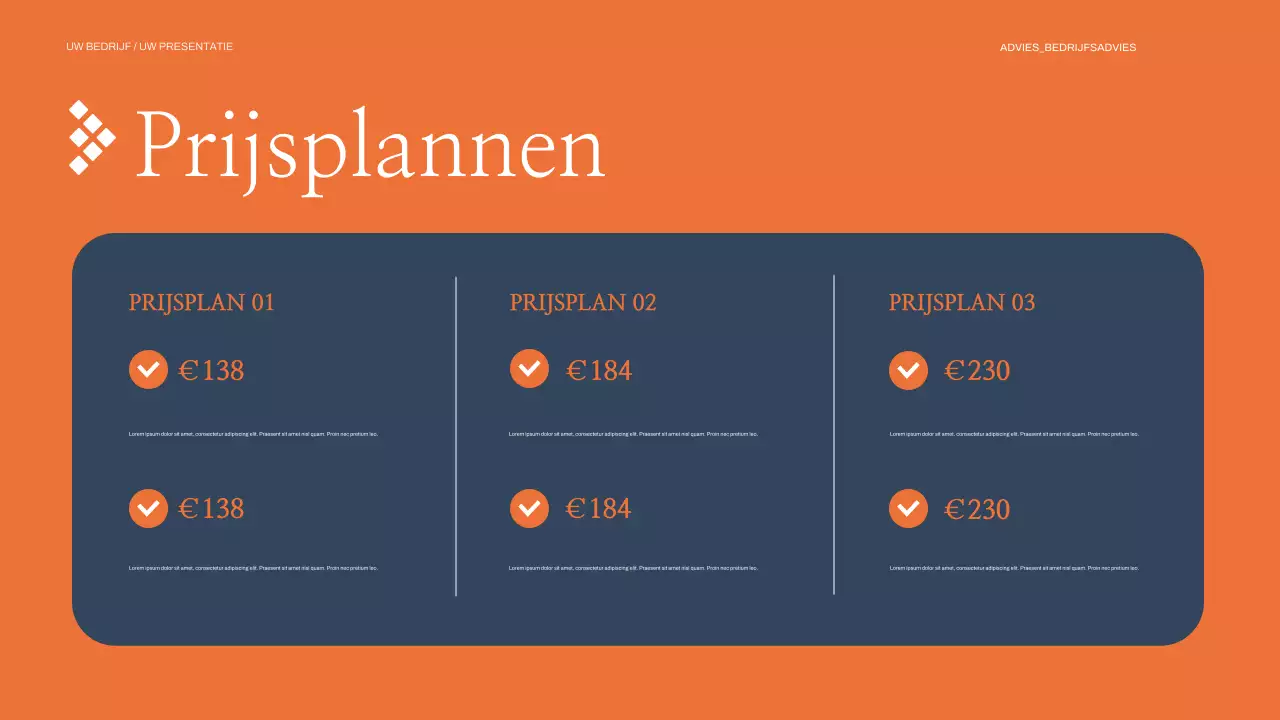 oranje moderne zakelijke presentatie