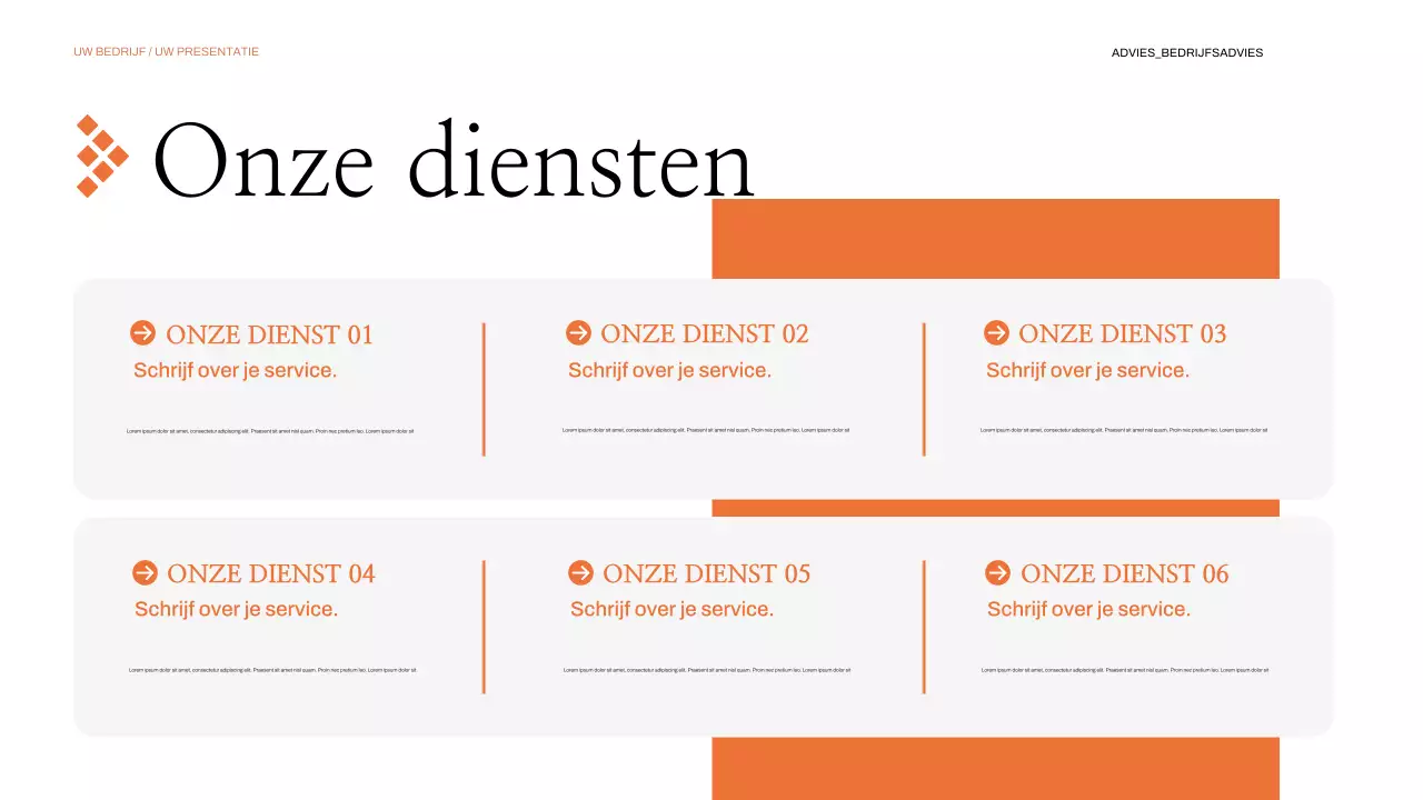 oranje moderne zakelijke presentatie