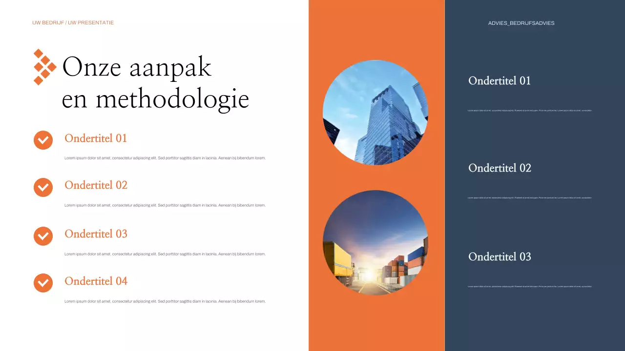 oranje moderne zakelijke presentatie