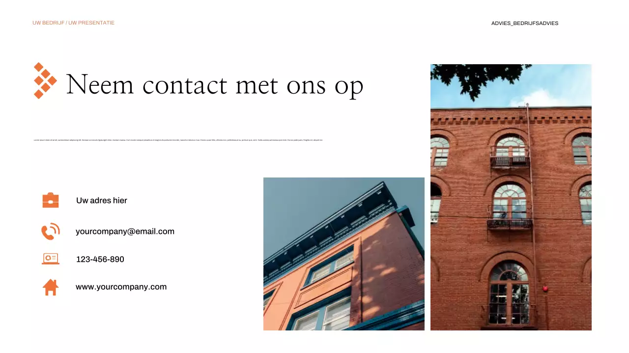 oranje moderne zakelijke presentatie