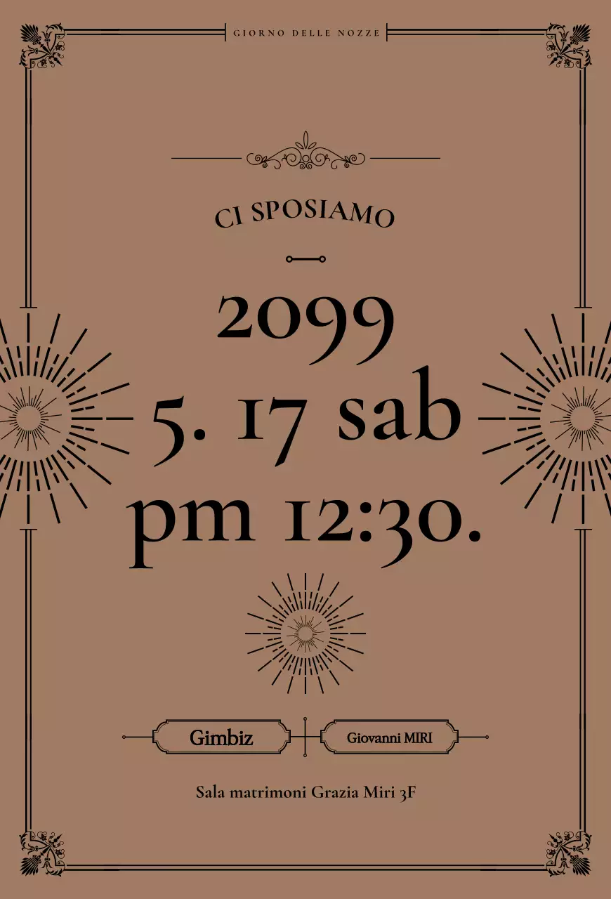 Invito a nozze classico marrone