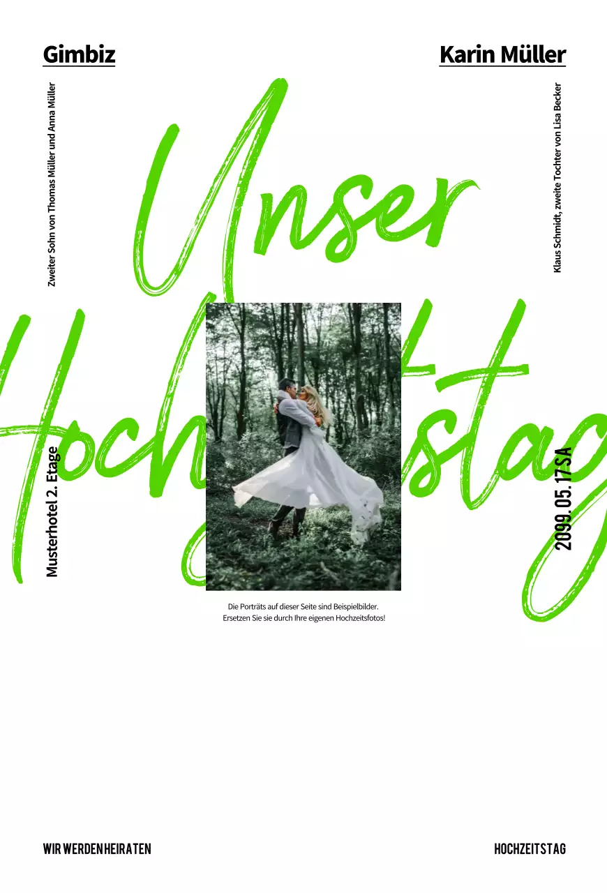 Grüne einfache Hochzeitseinladung