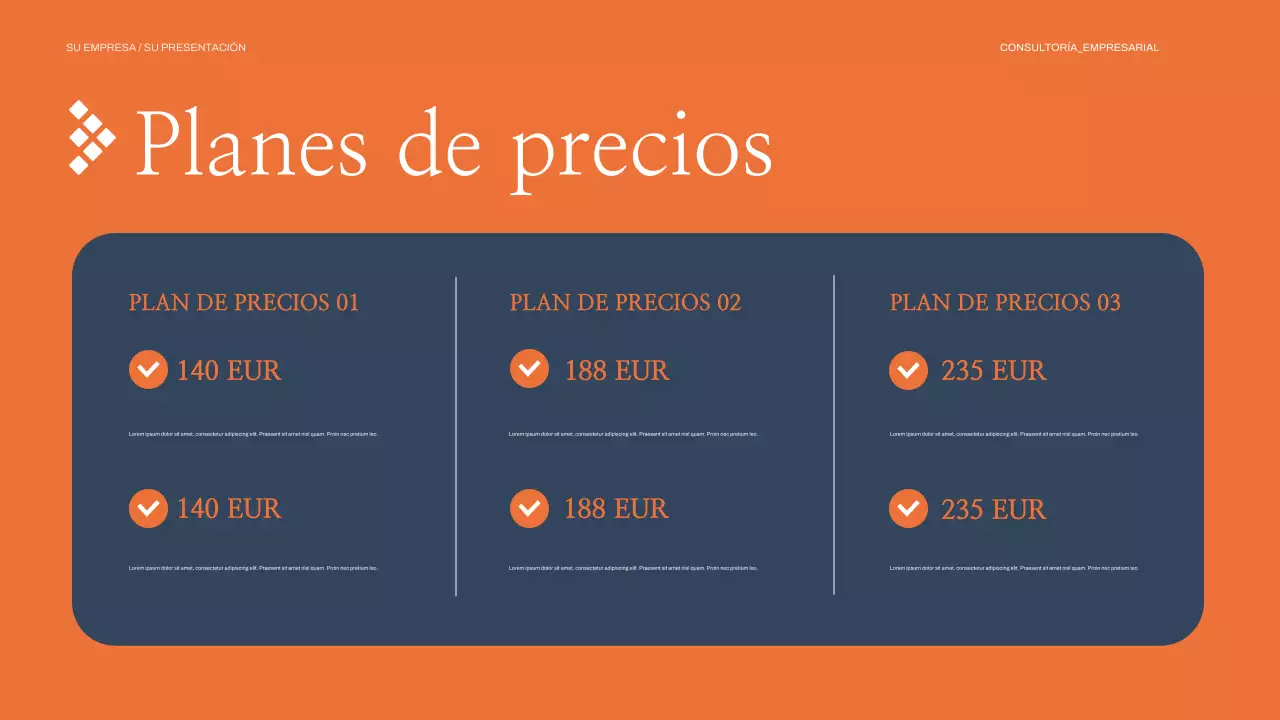 Presentación empresarial moderna en color naranja