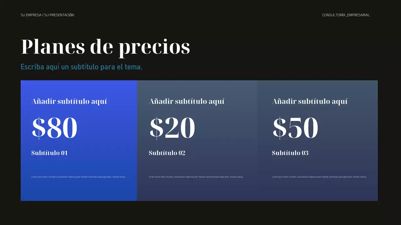 presentación empresarial moderna en negro