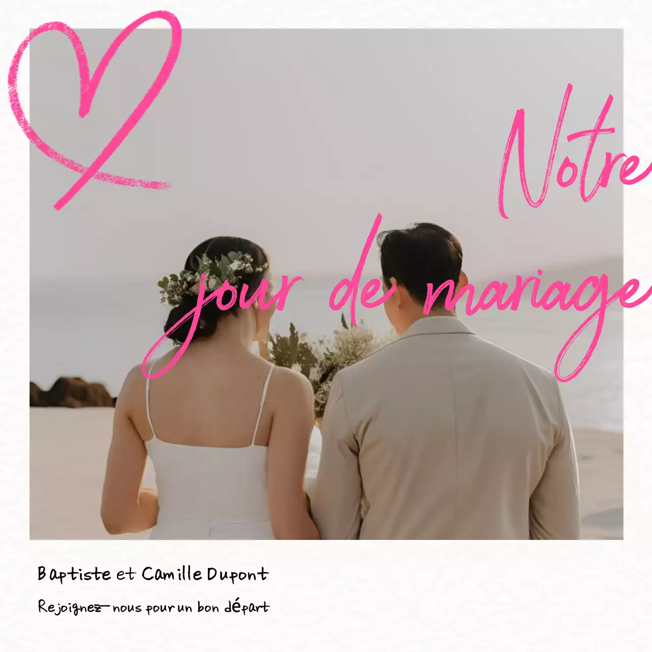 invitation de mariage élégante rose