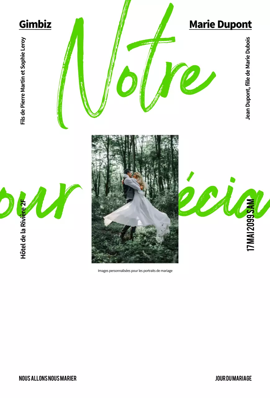 Invitation de mariage simple et verte