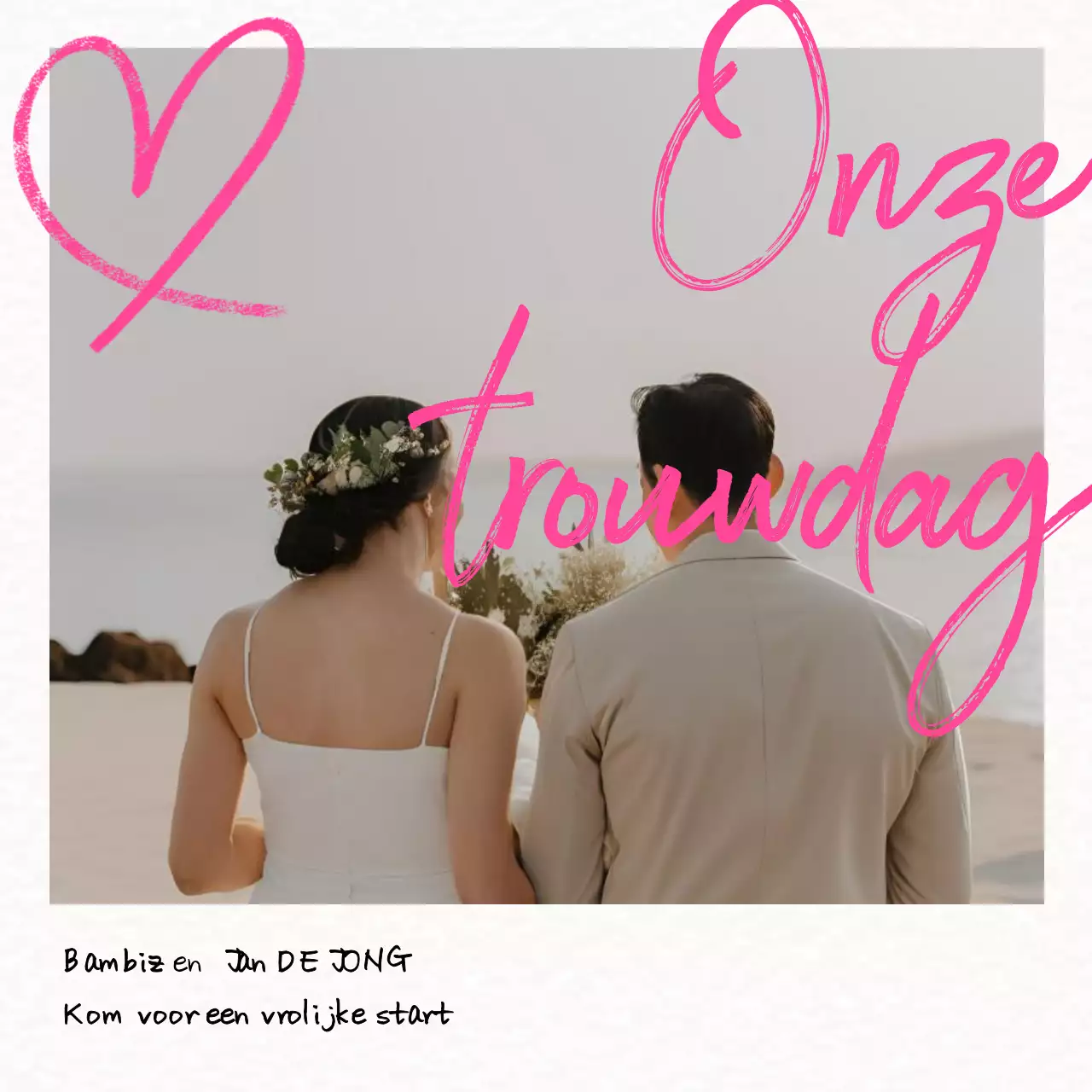 roze elegante huwelijksuitnodiging