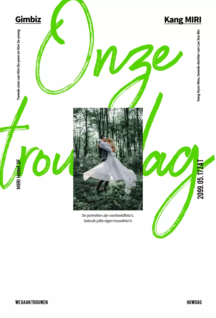 Groene eenvoudige huwelijksuitnodiging