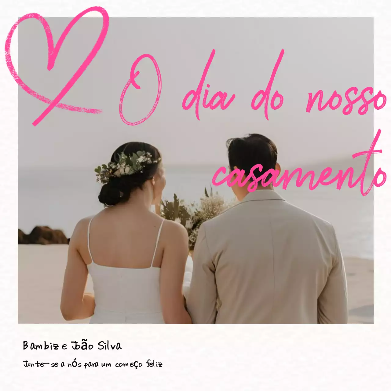 convite de casamento elegante rosa