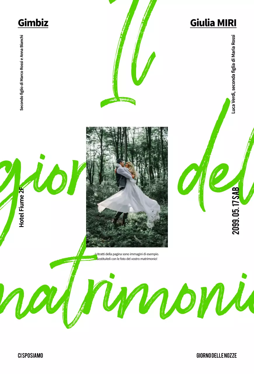 Invito di nozze semplice verde