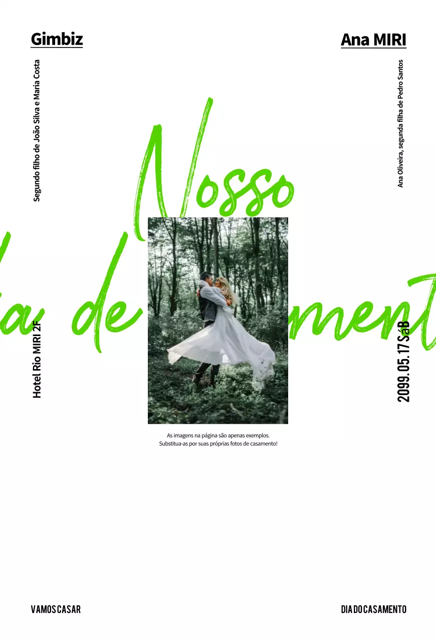 Convite de casamento simples verde
