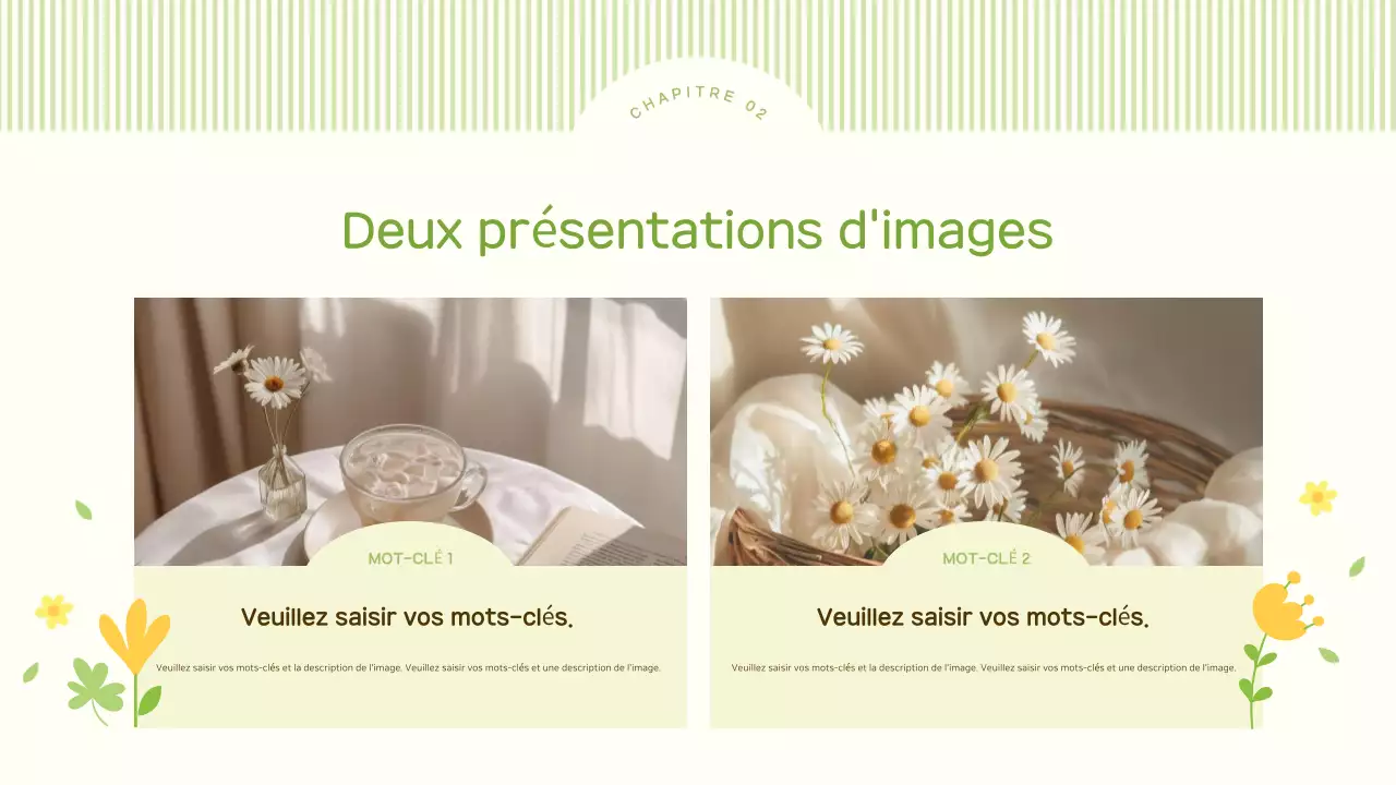 Un joli fond d'écran de fleurs printanières aux tons citron vert et jaune