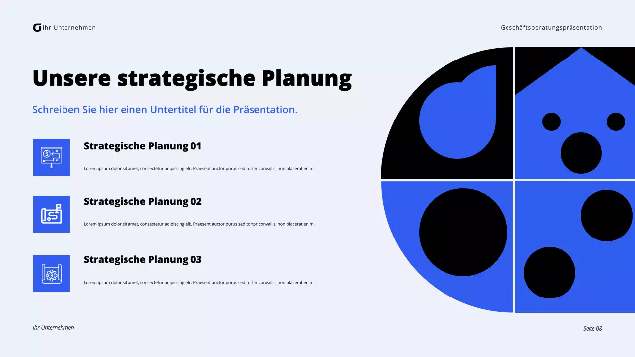 Schwarz-blaue moderne Unternehmensberatung Präsentation