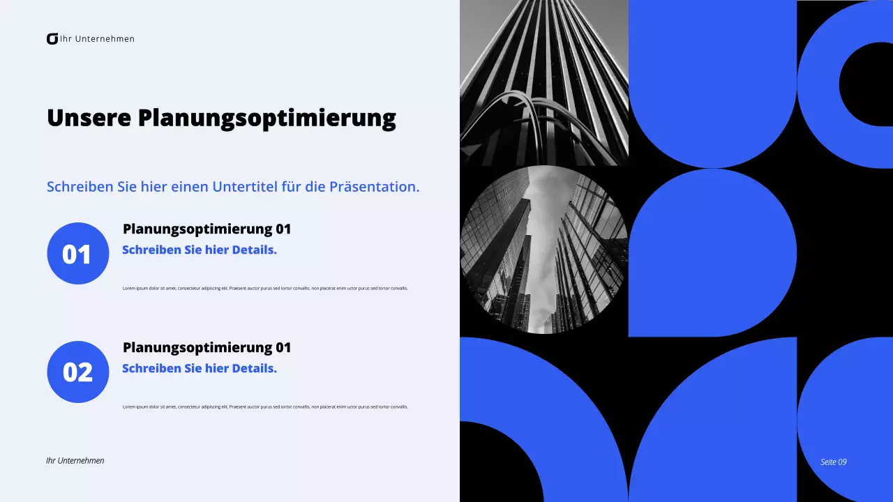 Schwarz-blaue moderne Unternehmensberatung Präsentation