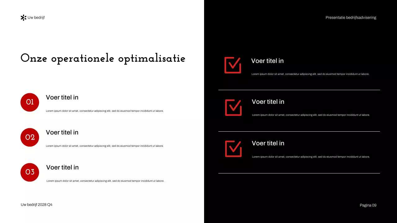 Rode moderne zakelijke adviespresentatie