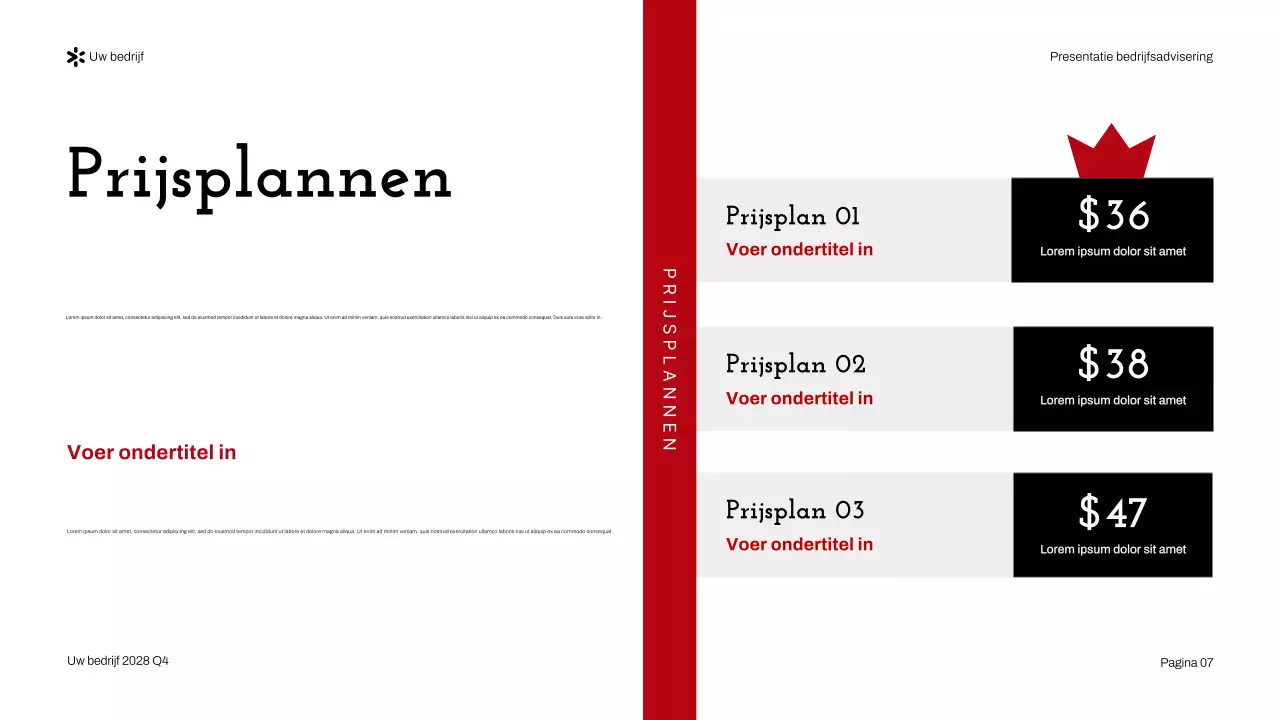 Rode moderne zakelijke adviespresentatie