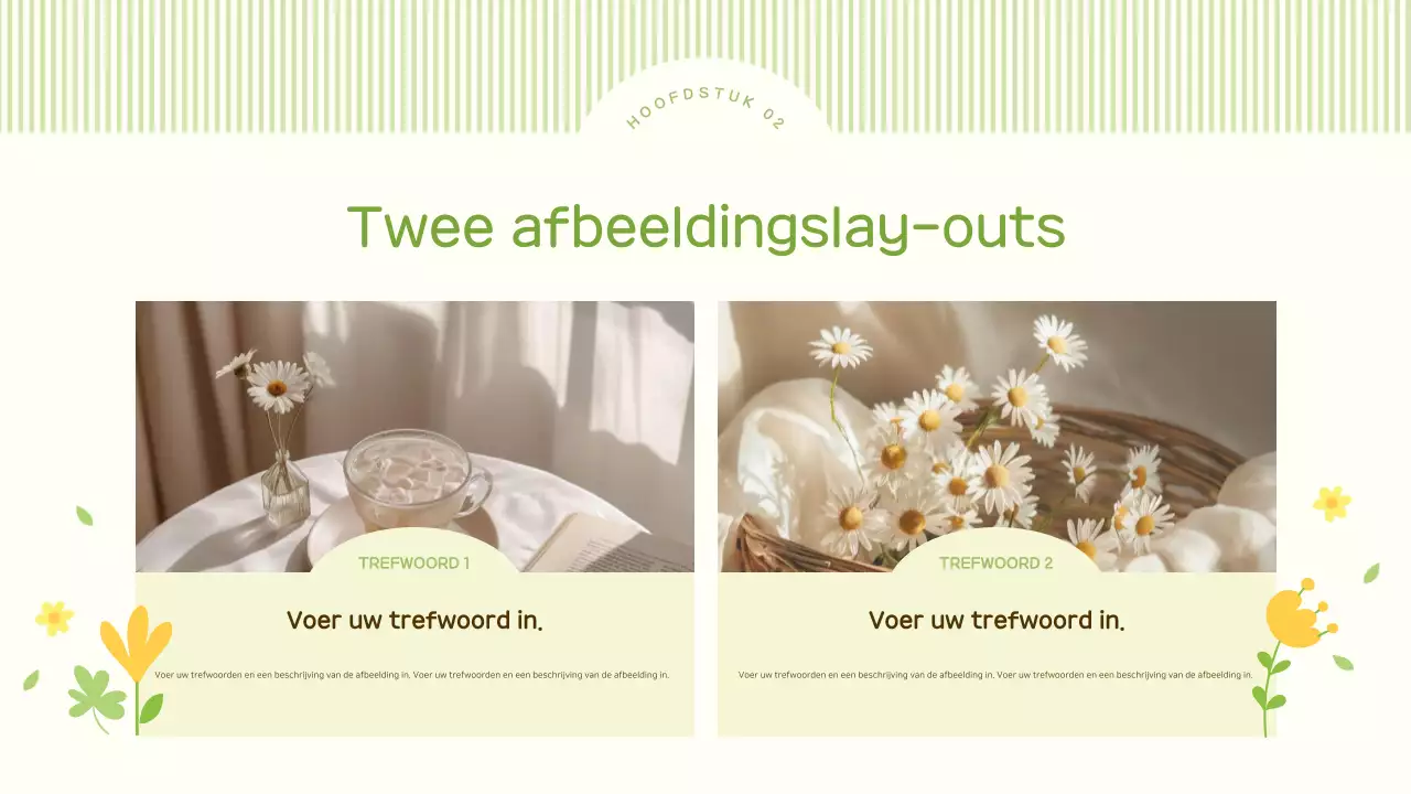 Een schattig lentebloemenachtergrondplan in limoen en geel