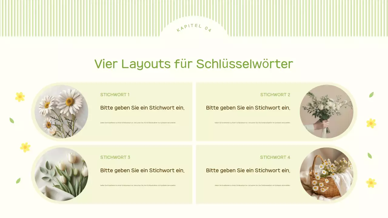 Ein süßer Frühlingsblumen-Hintergrundplan in Limettengrün und Gelb