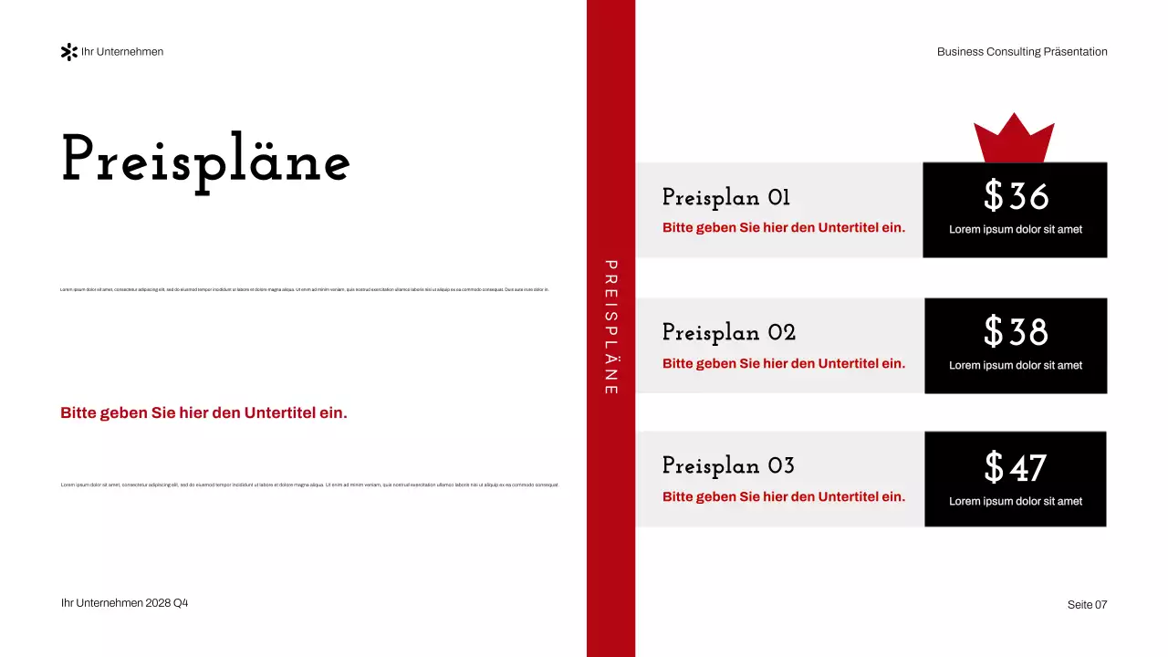 Rote moderne Unternehmensberatung Präsentation