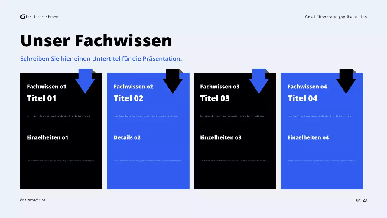 Schwarz-blaue moderne Unternehmensberatung Präsentation