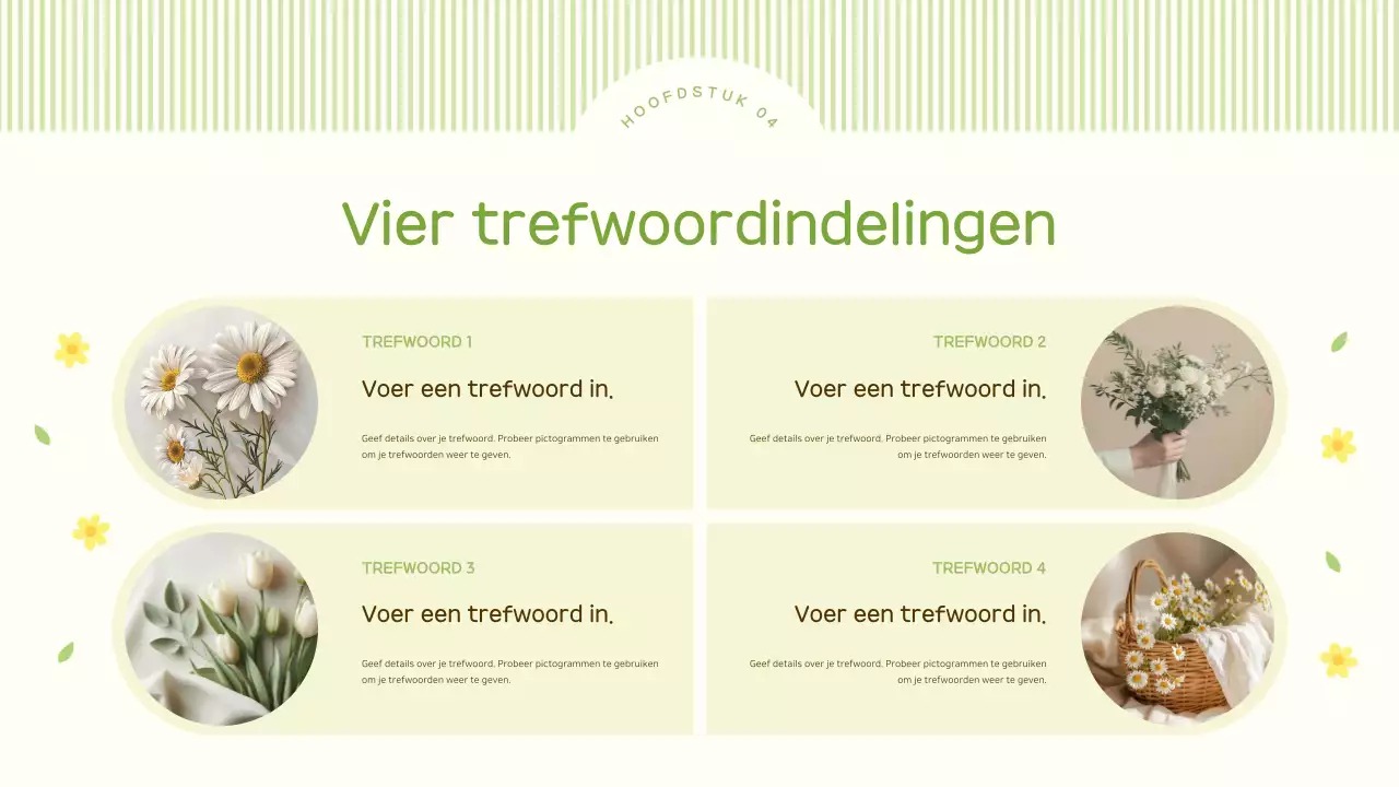 Een schattig lentebloemenachtergrondplan in limoen en geel