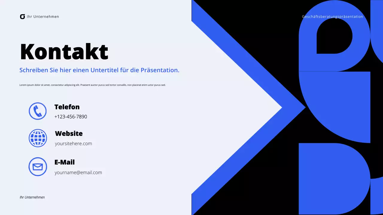 Schwarz-blaue moderne Unternehmensberatung Präsentation