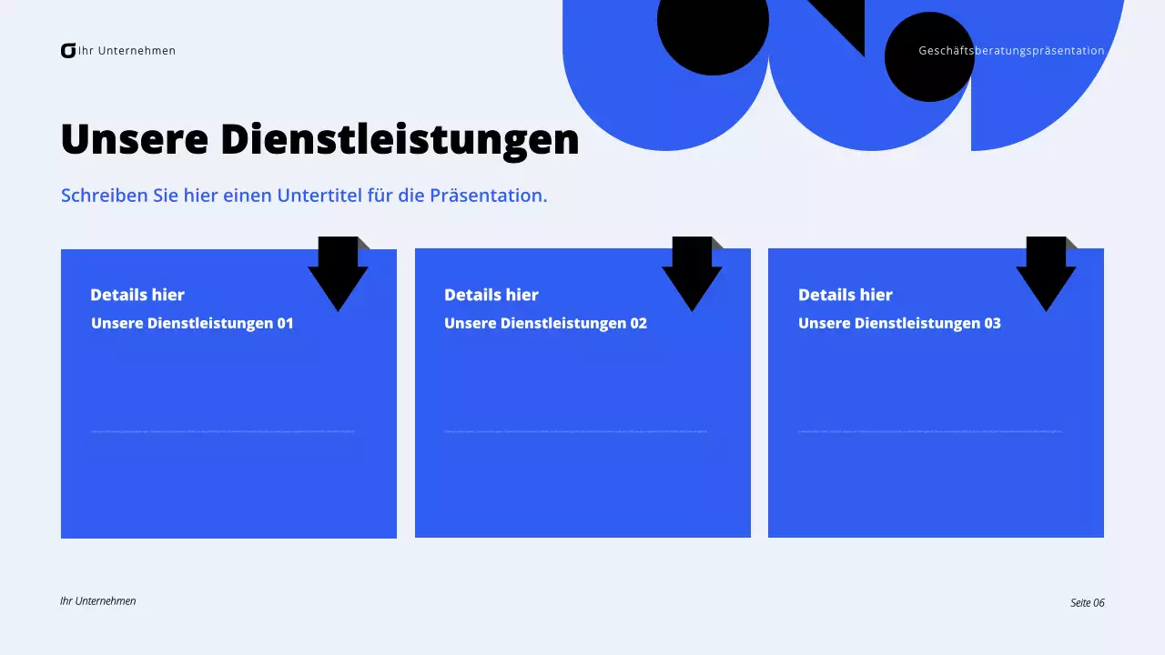Schwarz-blaue moderne Unternehmensberatung Präsentation