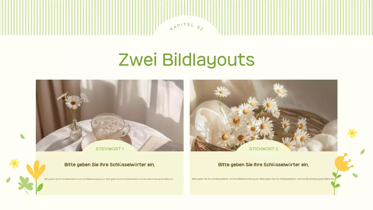 Ein süßer Frühlingsblumen-Hintergrundplan in Limettengrün und Gelb