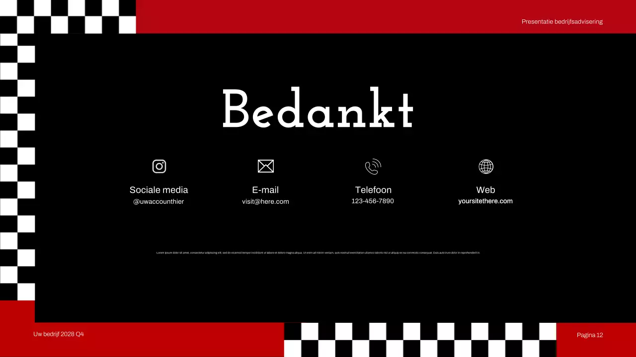 Rode moderne zakelijke adviespresentatie