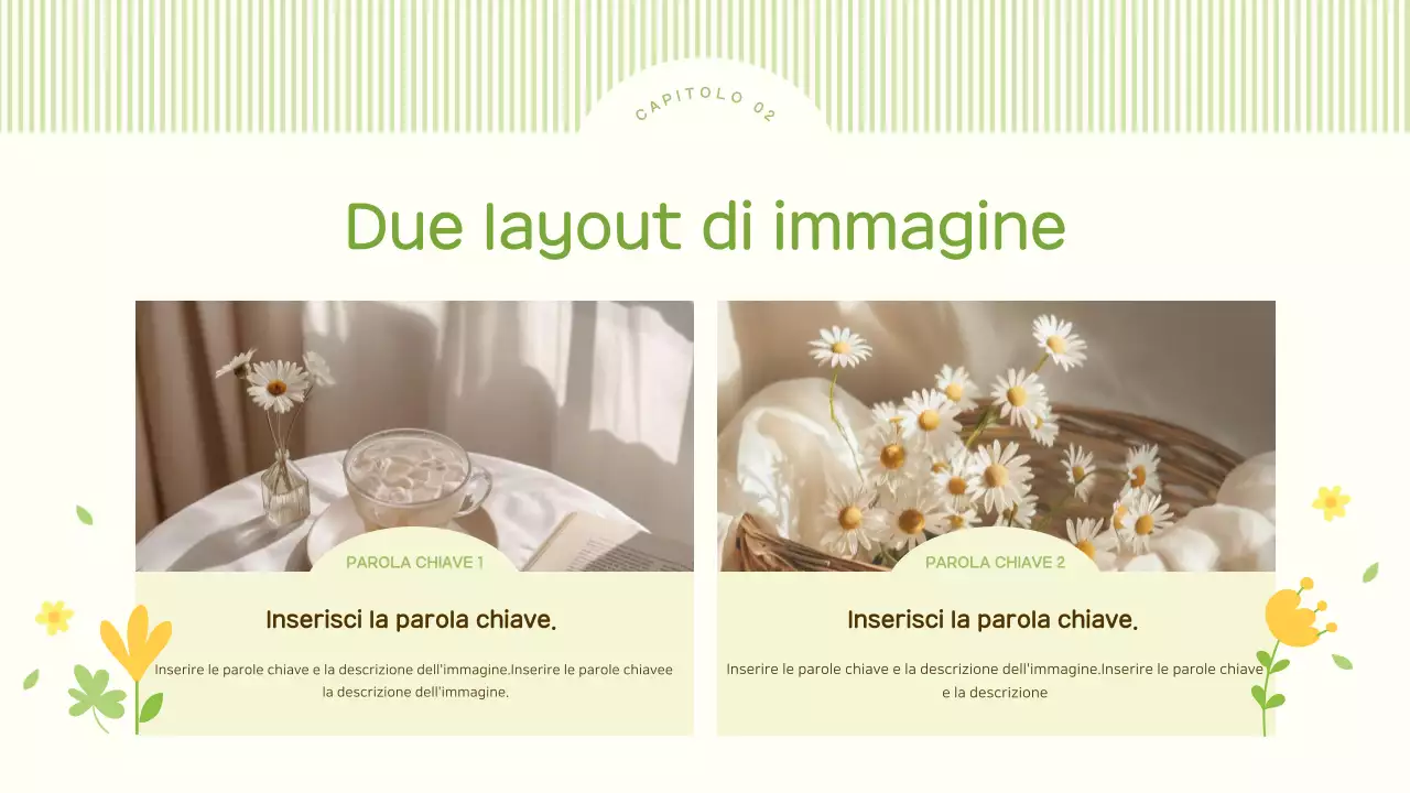 Un grazioso sfondo di fiori primaverili in lime e giallo