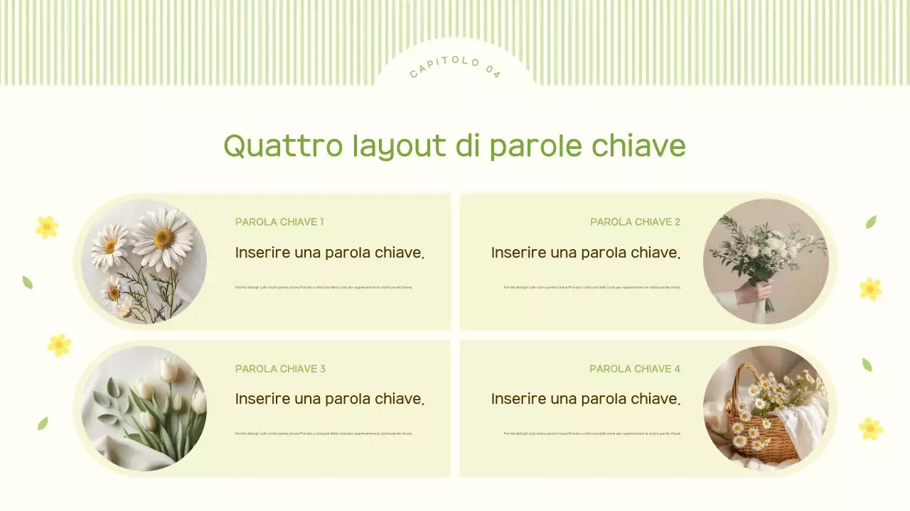 Un grazioso sfondo di fiori primaverili in lime e giallo