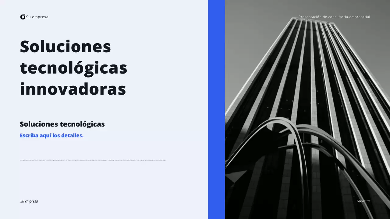 Presentación de consultoría empresarial moderna en negro y azul