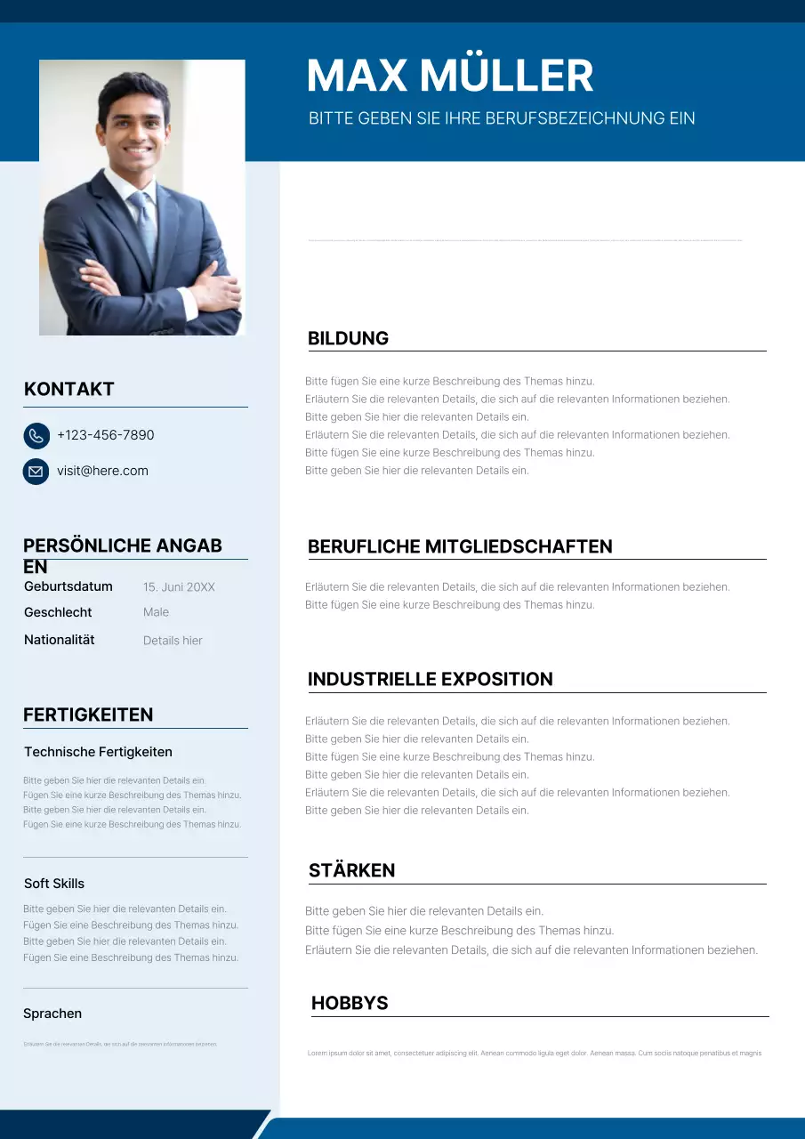 Blaues professionelles Lebenslauf-Design