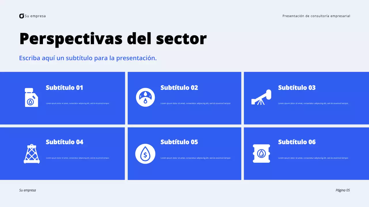 Presentación de consultoría empresarial moderna en negro y azul