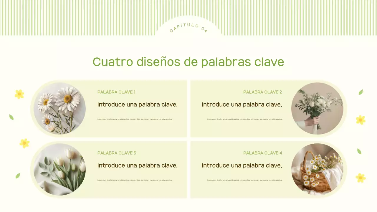 Un lindo fondo con flores primaverales en tonos lima y amarillo.