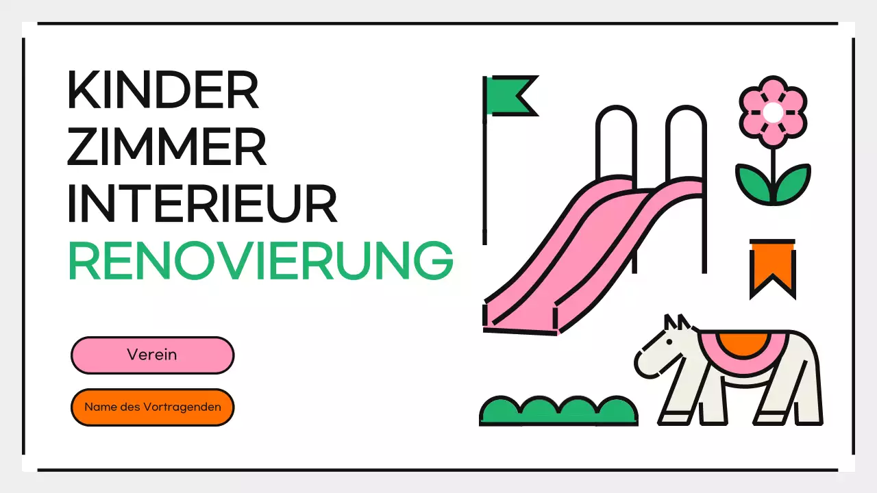 Rosa kreative verspielte Innenraumrenovierung für Kinderzimmer Präsentation