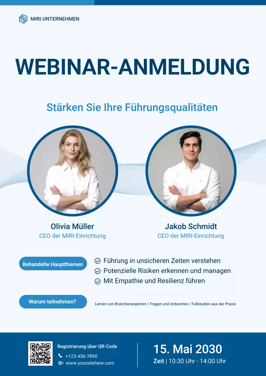 Blaues modernes Webinar-Registrierungsposter