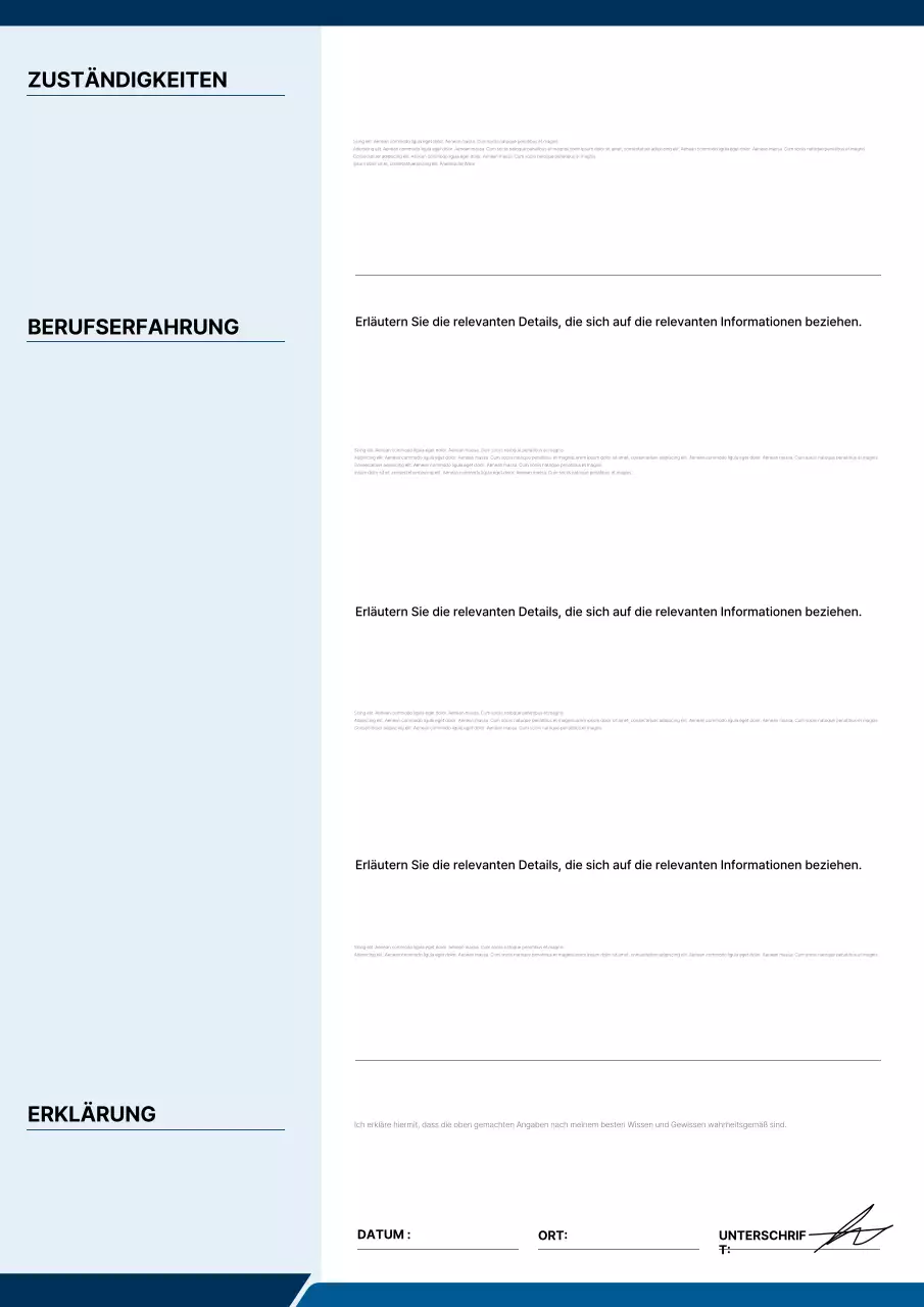 Blaues professionelles Lebenslauf-Design