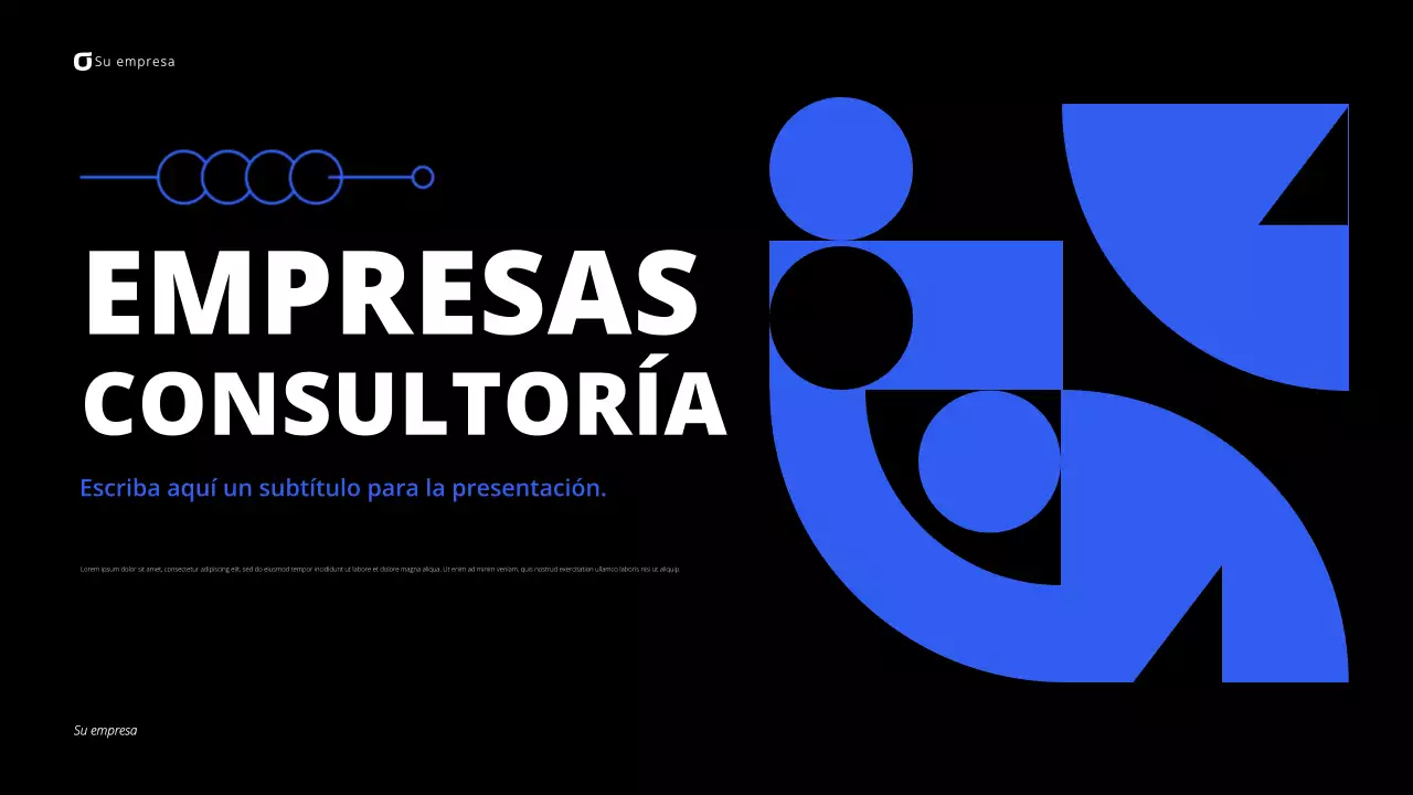 Presentación de consultoría empresarial moderna en negro y azul