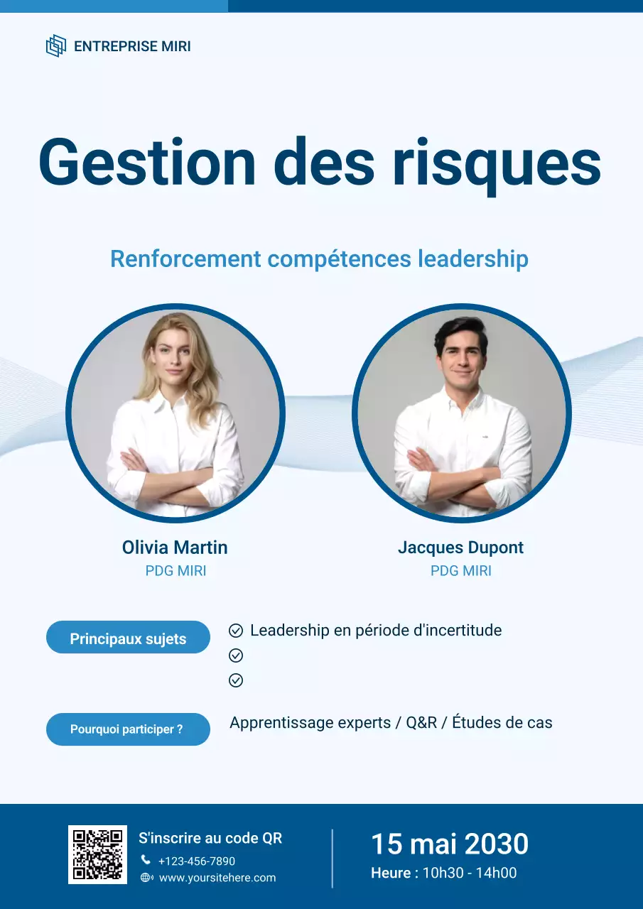 Affiche d'inscription au webinaire Blue Modern