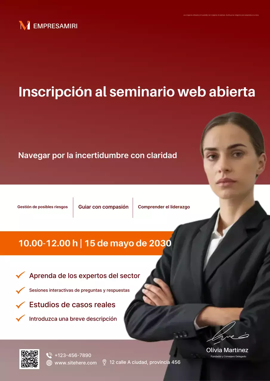 Afiche de inscripción para el liderazgo profesional azul