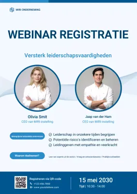 Blauwe moderne webinar registratie poster