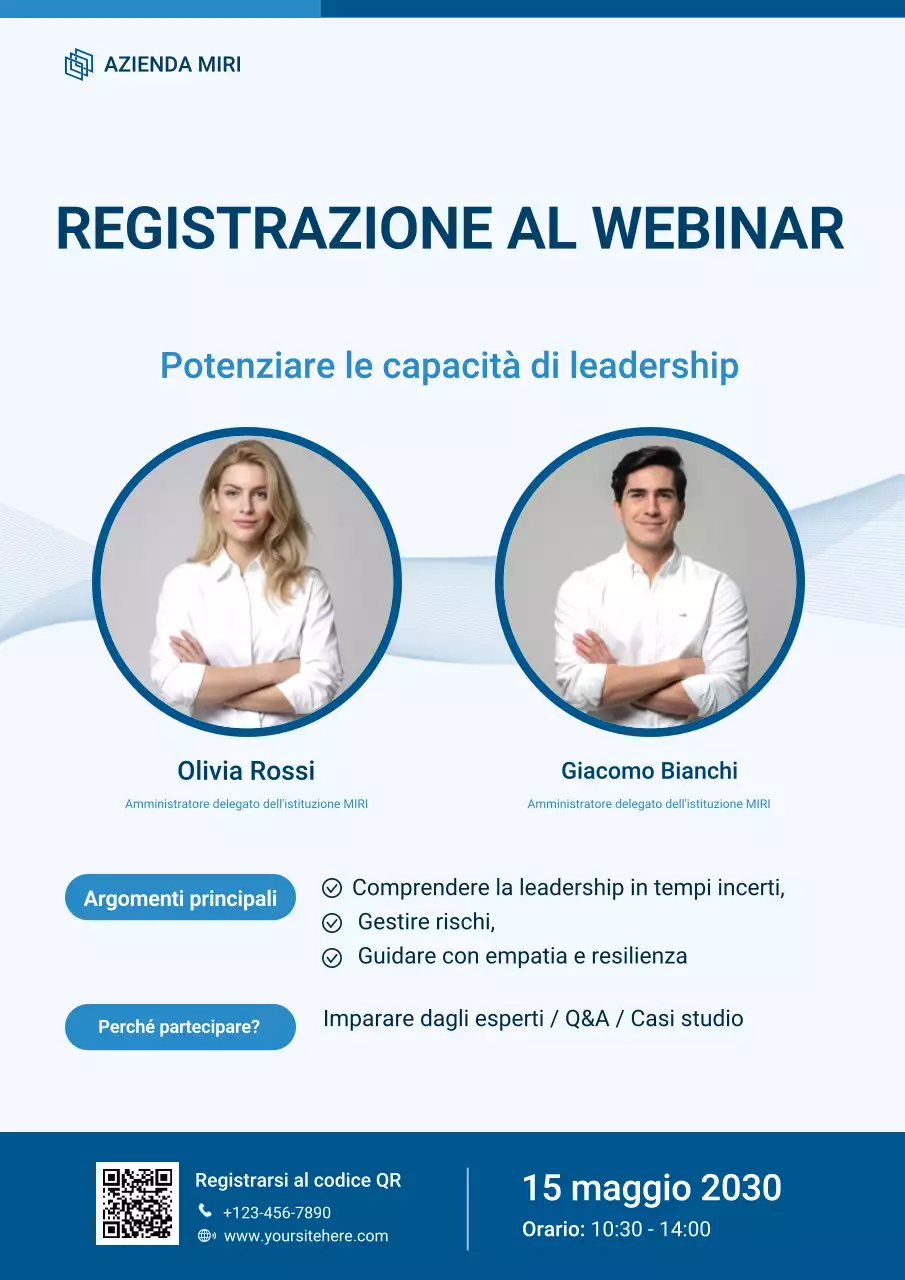 Poster di registrazione al webinar Blue Modern