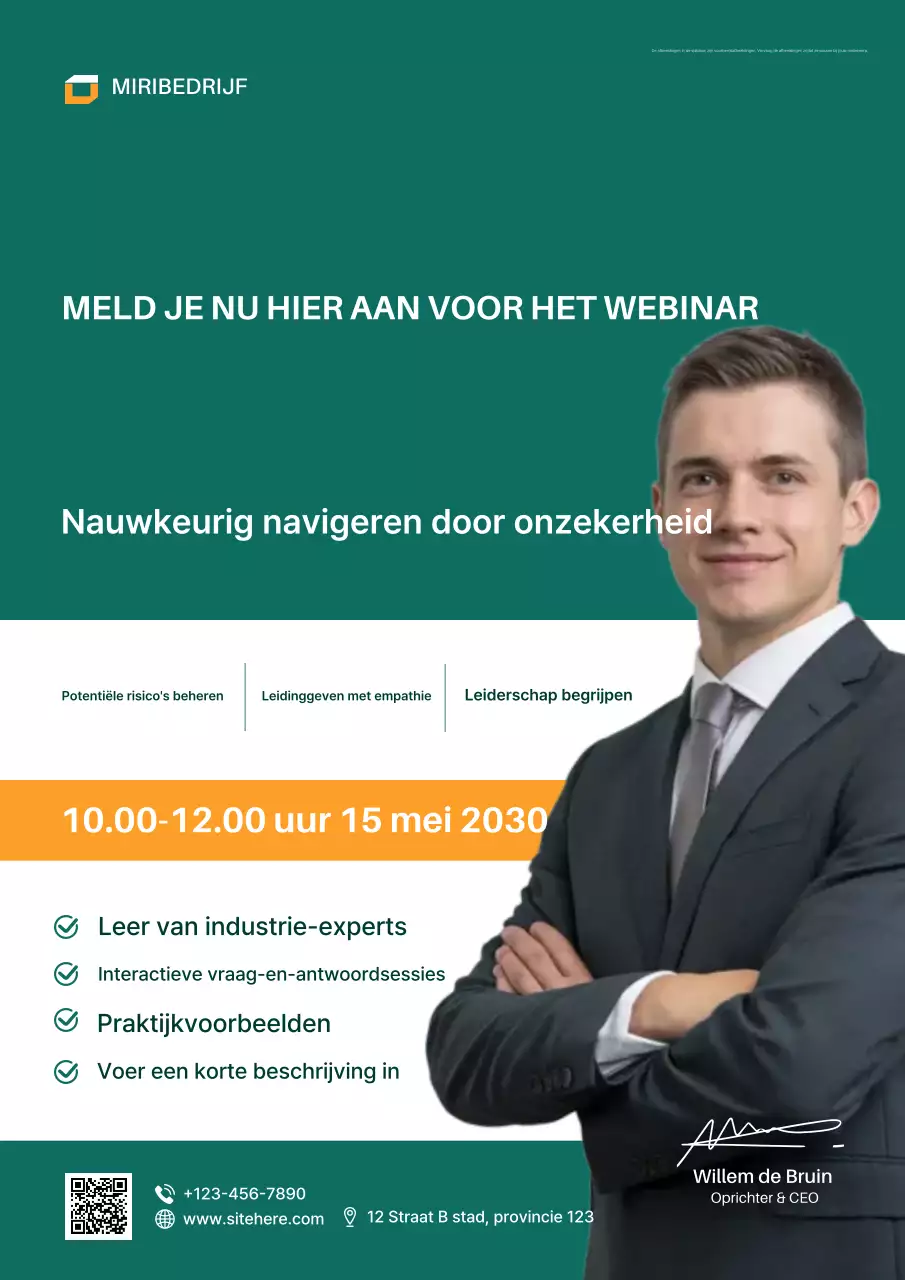 Blauwe professionele leiderschapsregistratieposter