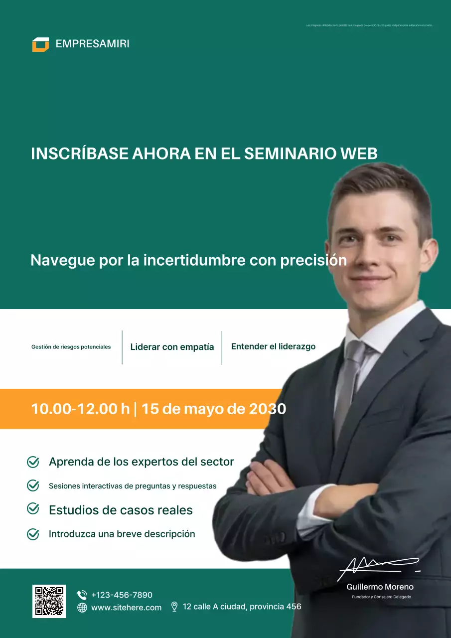 Afiche de inscripción para el liderazgo profesional azul