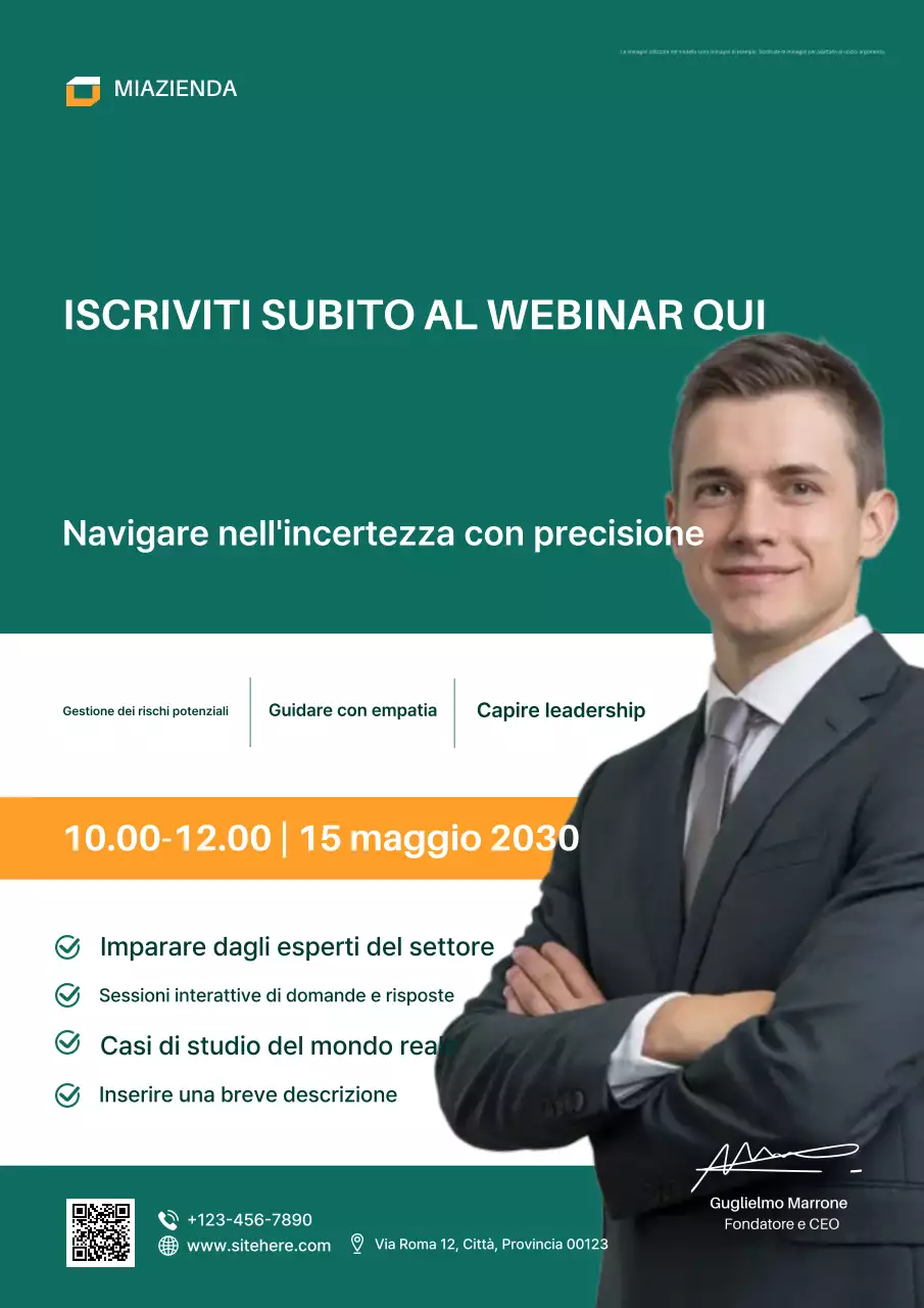 Poster di registrazione per la leadership professionale blu