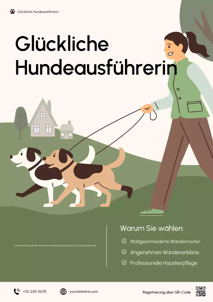 Grünes modernes Hundespaziergang-Anzeigenplakat