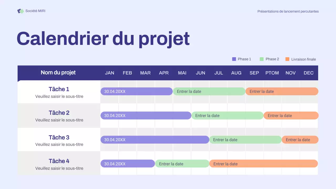 Présentation des réunions de lancement de base Purple Orange